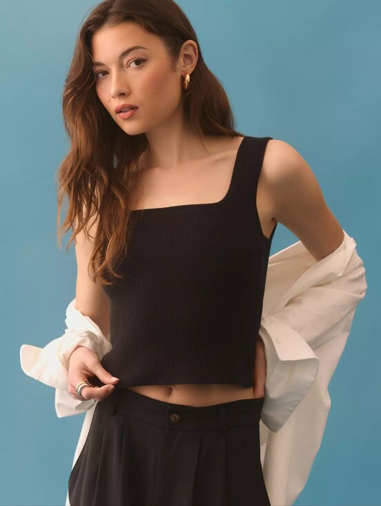 Reformation Tops - Reformation Julia Ribbed Sweater Tank in Black Size XL